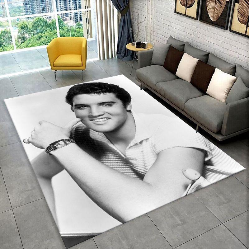 Tappeto Antiscivolo Retro The King E-Elvis Presley per Soggiorno, Camera da Letto, Sala Giochi, Tappeto Morbido Pavimento Tappeto Decorazione Casa Stanza