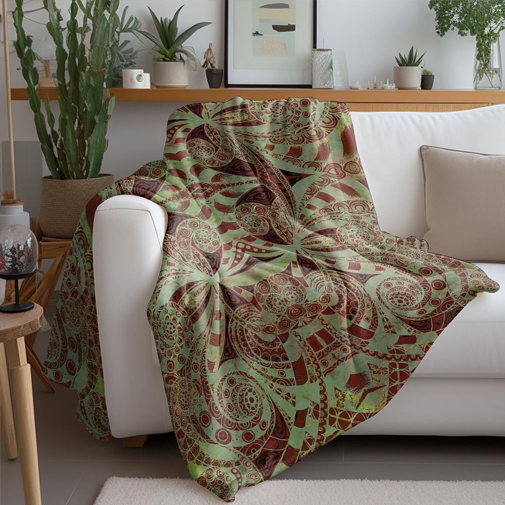 Psychedelic Geometric Tribal Pattern Blanket Mandala Ethnic Print Throw Blanket for Sofa Bed Couch Decor Gift