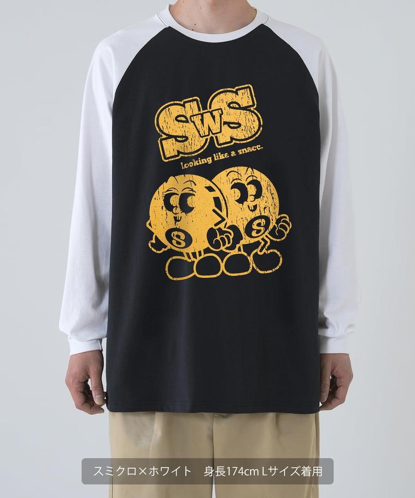 IMPROMES Casual SIDEWAYSTANCE Men's Long Sleeve Raglan T-Shirt In Sumikuro and White