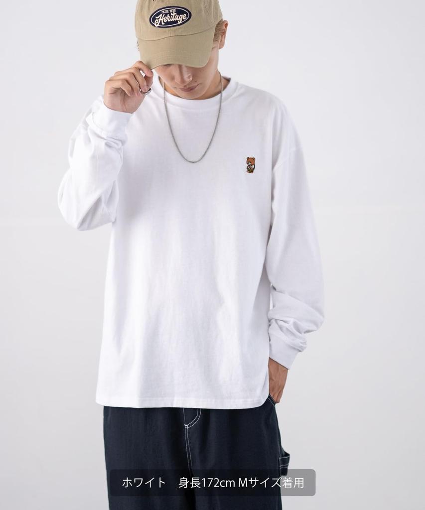 IMPROMES Casual SIDEWAYSTANCE Embroidered Downer Bear Long Sleeve T-Shirt, Men's, Khaki