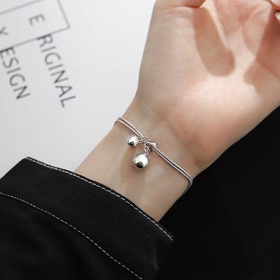 Nova prata esterlina s925 pulseira de prata designer acessórios tendência presente bonito doce redondo sino borla pulseira