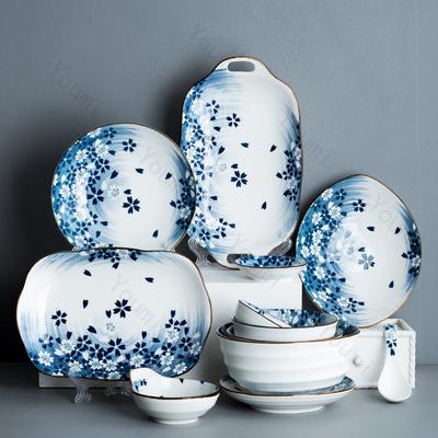 Stil japonez flori farfurii ceramice restaurant retro fructe de mare sushi farfurie acasă mâncăruri delicioase orez boluri rafinat tacâmuri