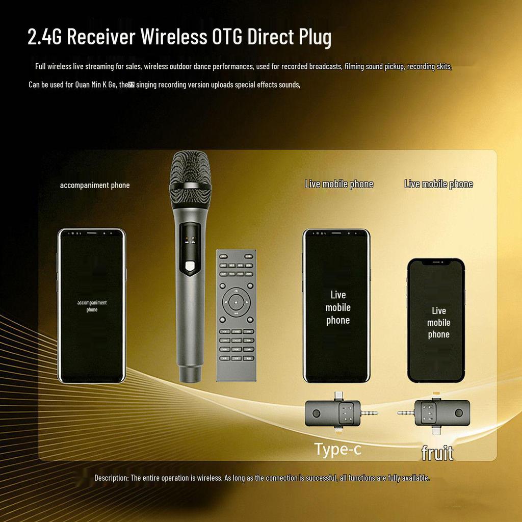 Wireless Handheld Microphone & Sound Card for Live Broadcast and Recording