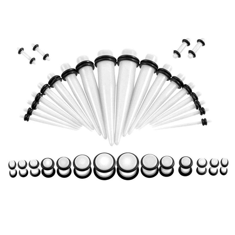 36Pcs Acrylic Ear Gauge Stretching Kit Tapers Flesh Tunnels Plug Body Piercing