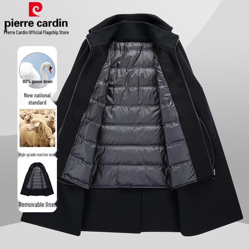 Pierre Cardin Men's Detachable Goose Down Wool Coat