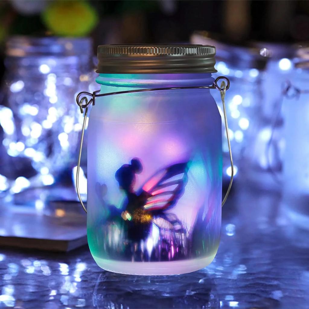 1pc/2pc outdoor solar glass jar lights, solar lantern fairy lights, suspended vertical lights, garden decoration colorful lights