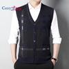 Cozy Up Pánská svetrová vesta bez rukávů s výstřihem do V Kabelová pletená vesta s knoflíkem dolů Cardigan