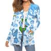 Women's Fashion Christmas Print Long-Sleeved Pocketed Slim-Fit Cardigan Coat