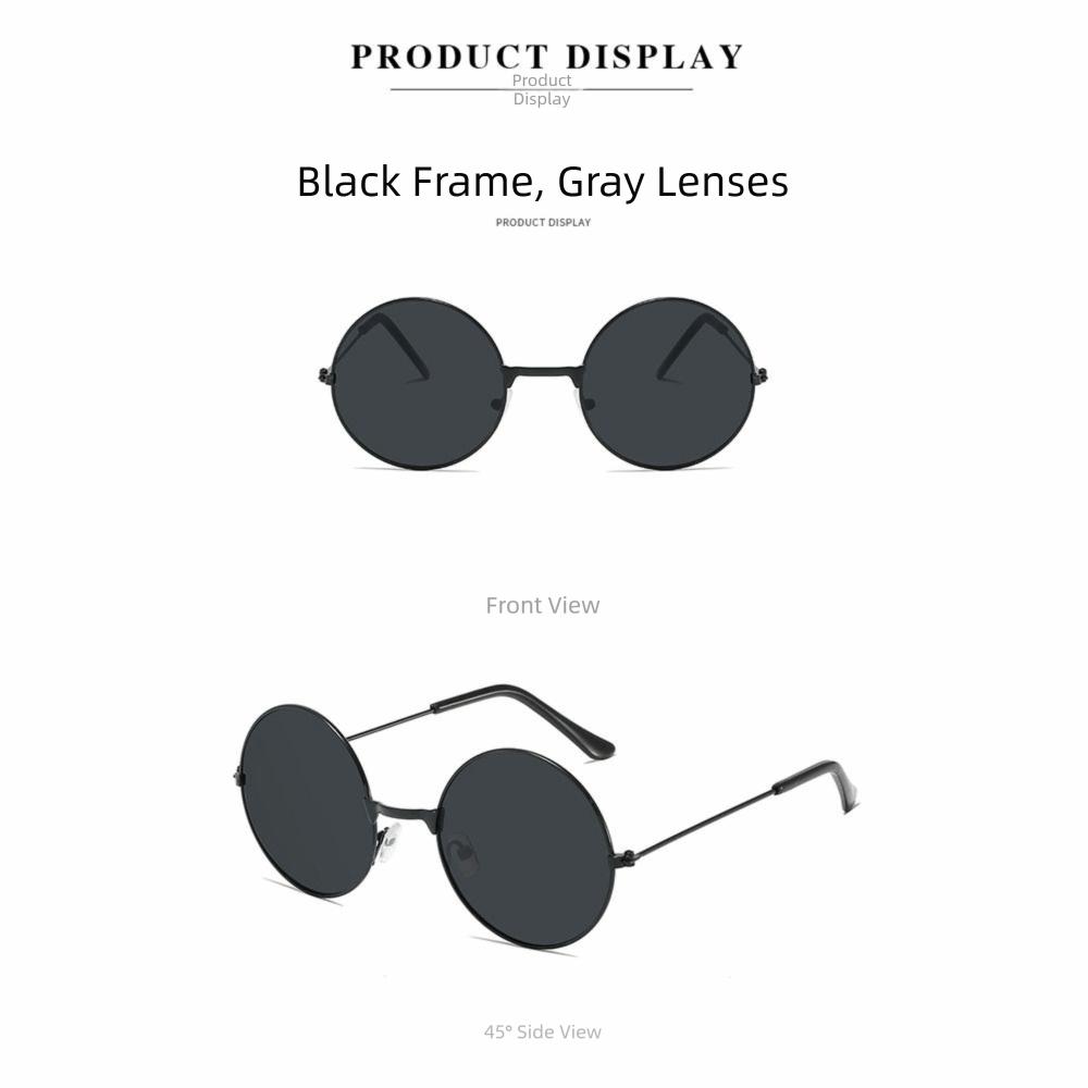 Metal Round-frame Sunglasses Hip Hop Candy Color Lens Circle Sun Glasses Anti UV Street Photography Women Eyewear