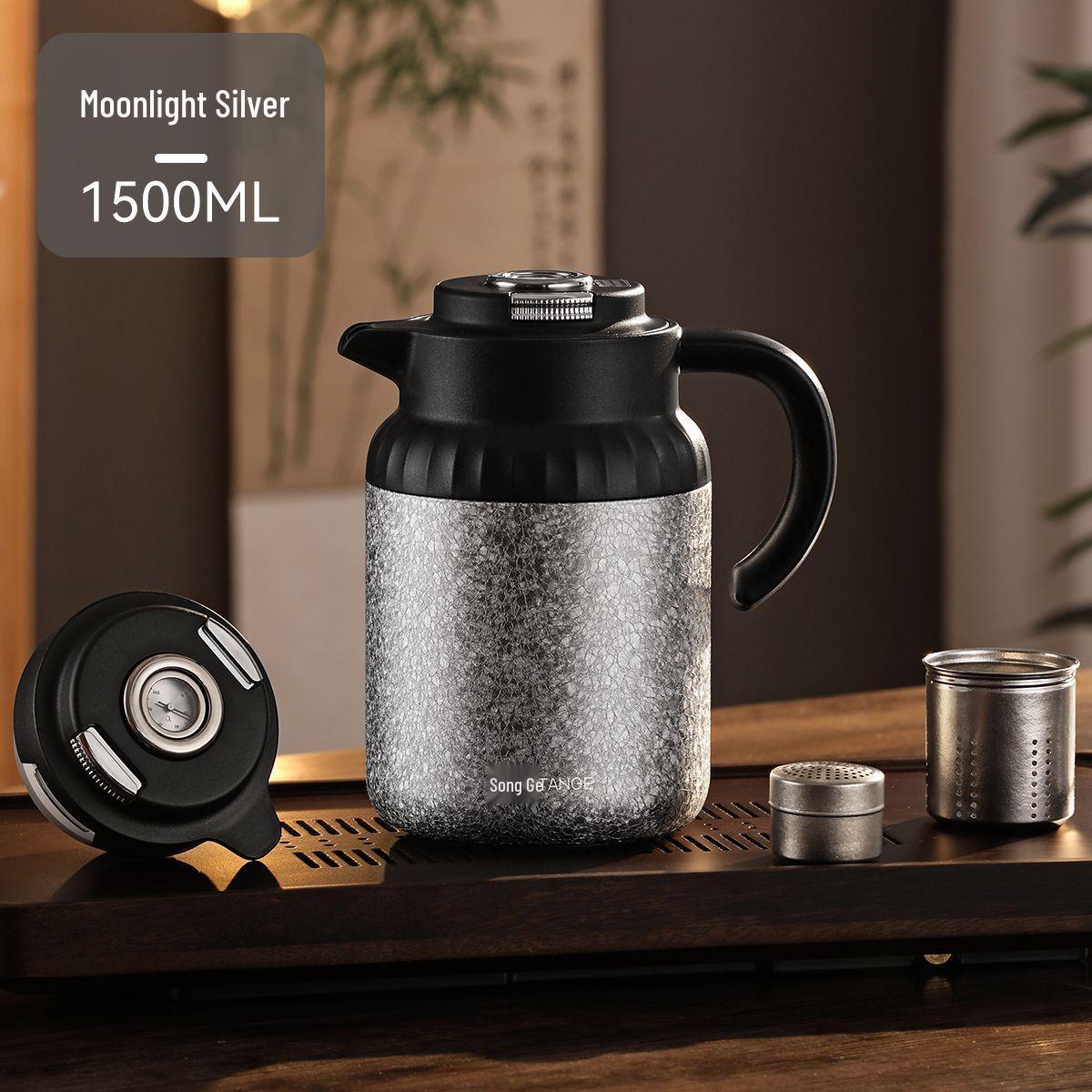 

Large Capacity Double-Layer Insulated Premium Smart Teapot - Mute Brewing, Household Health Kettle with Titanium Finish. Pure Titanium Digital Insulated Kettle