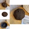 Leopard Print Beret For Women Vintage Fashion Warm Soft Leather Fall Accessory