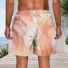 Men Plus Size Printed Beach Shorts Drawstring Waist Side Pockets Straight Leg