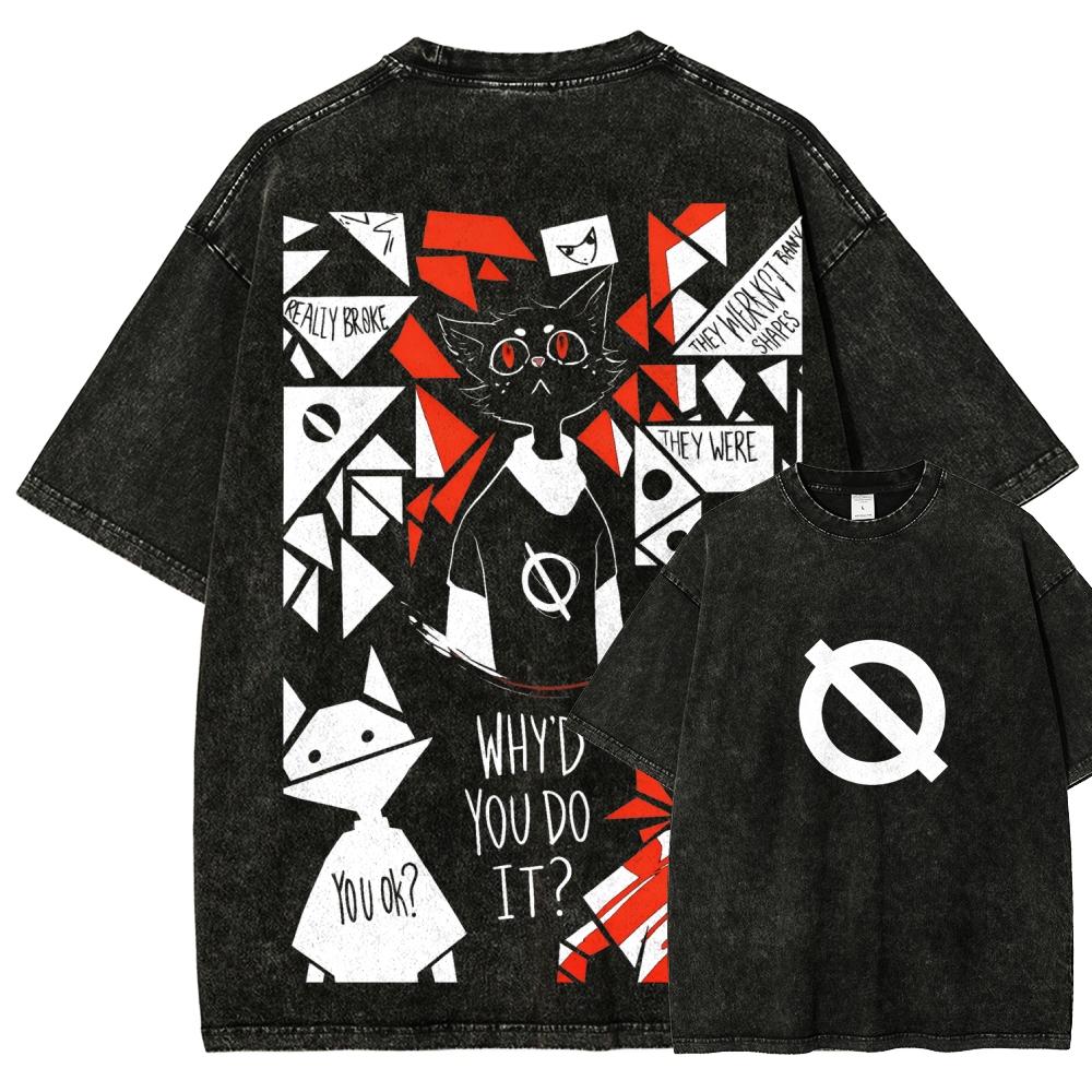 Notte nei boschi Maglietta lavata 2026 Nuovo Modello personalità Vestiti camicia Abbigliamento per tutto l'anno Retro Largo Oversize Taglia Plus Unisex
