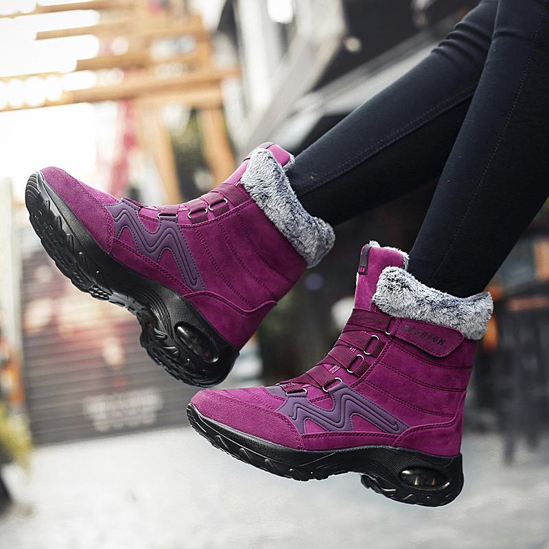 Winter Snow Boots Women Shoes High Top Warm Plush Outdoor Hiking Shoes Women Anti-slip Thick-soled Thick-soled Women Shoes