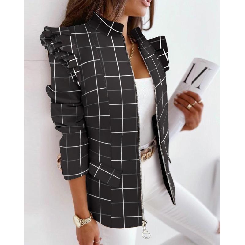 Women's Fashion Casual Autumn Winter Long Sleeve Stand-collar Jackets & Coats