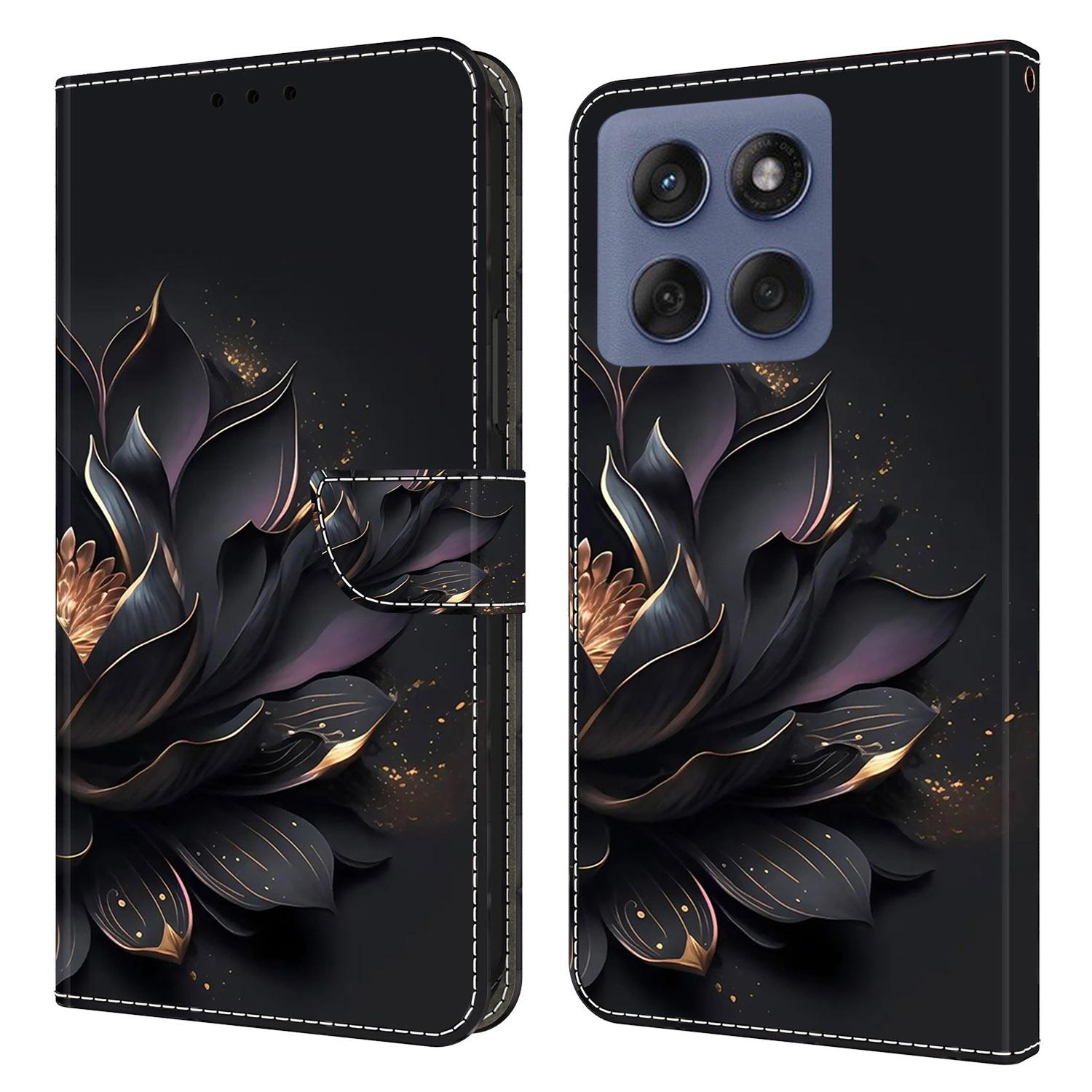 

For Motorola Edge 60 Fusion 5G/Edge 60 5G Case Magnetic Clasp 3D Pattern Leather Wallet Phone Cover Purple Lotus