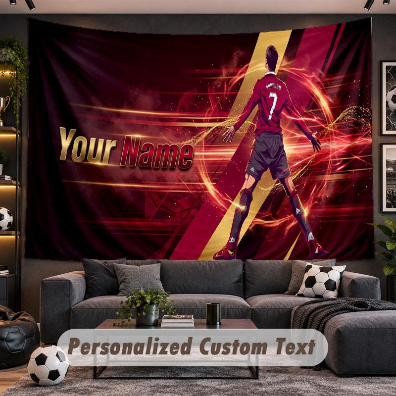 Wall Hanging Tapestry Custom NameCristiano Ronaldo Pattern Personalized Printed Fabric Wall Decor