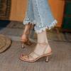 Fashion 2025 Summer Women Sandals Open Toe Thin Heel Women Shoes Elegant High Heels Genuine Leather Shoes for Women Party Shoes Stiletto