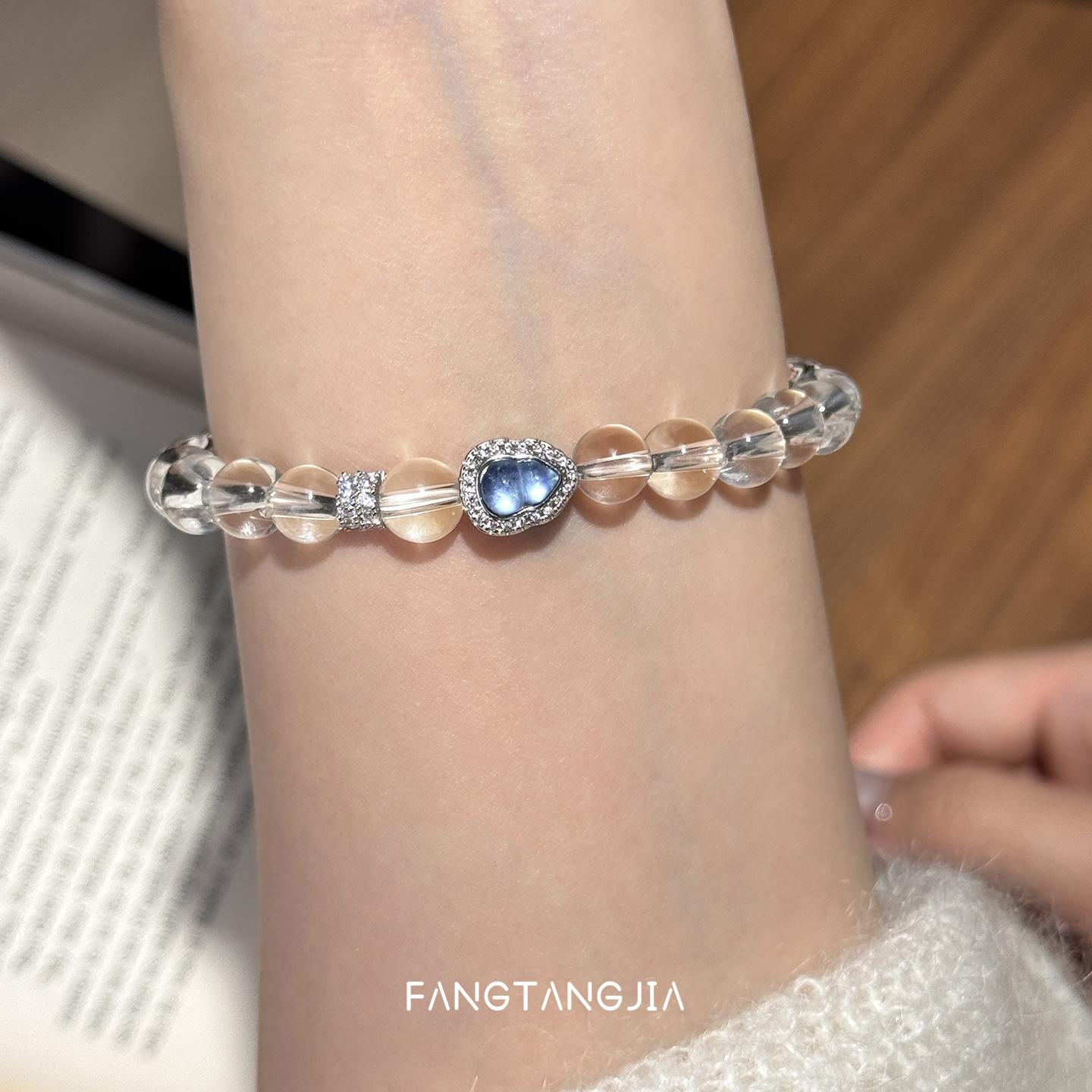 Natural white crystal bracelet, light luxury niche exquisite women s bracelet 6-7mm White crystal