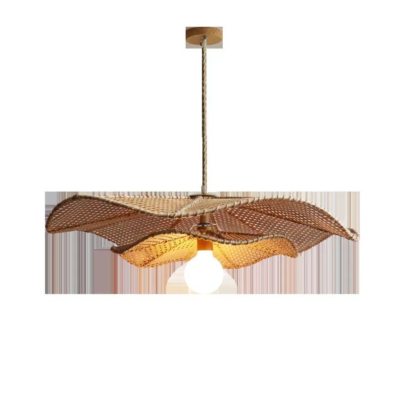 Lampa suspendată vintage cu pandantiv frunză de lotus, lămpi din ratan țesute manual de înaltă calitate pentru restaurant, sufragerie, bucătărie, corpuri de iluminat suspendate