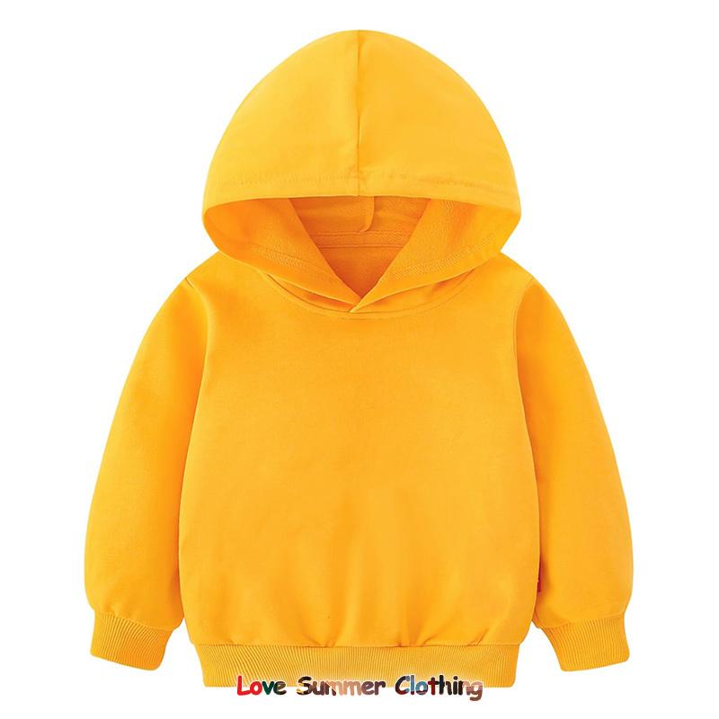 Herbst Neuheiten Einfarbig Kinder Hoodie Pullover Hoodie Regenbogenfarben Kinder Pullover Hoodie Alter 4-14 Atmungsaktives Polyester Mädchenbekleidung Langarm