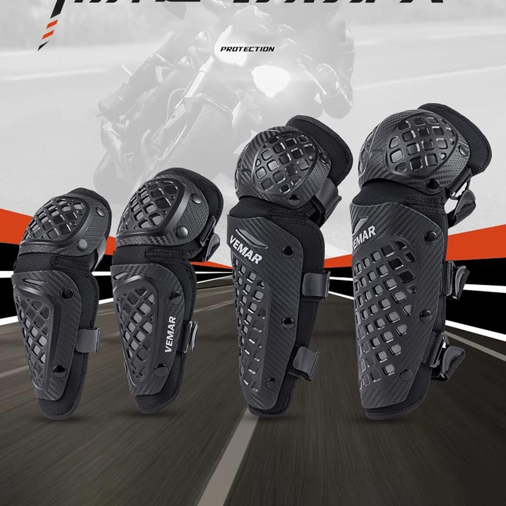 Set di Protezioni per Motociclista da Uomo VEMAR Approvato CE Protezioni per Ginocchia e Gomiti Attrezzatura Sportiva Protezione Anti-Graffio per il Corpo
