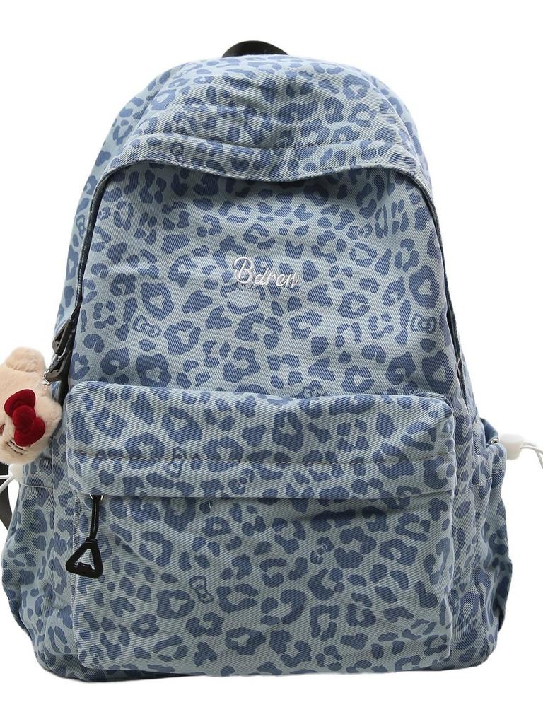 Style Leopard Print Backpack For School Girls With Canvas And Laptop Pocket