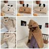 Kawaii Bear Hooded Blanket Fleece Material Blanket Shawl Ins Style Wearable Blanket  Living Room