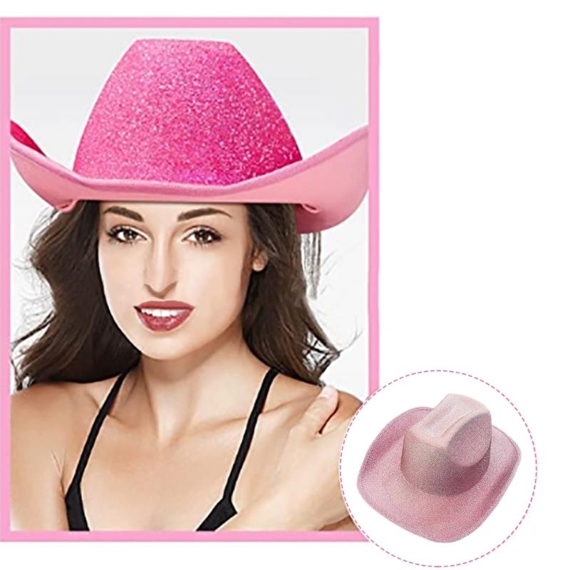 Space Cowgirl Hat for Adult Cowboy Hat with Sequins Surface Rave Hats Fits Most Women and Girls for Theme Party