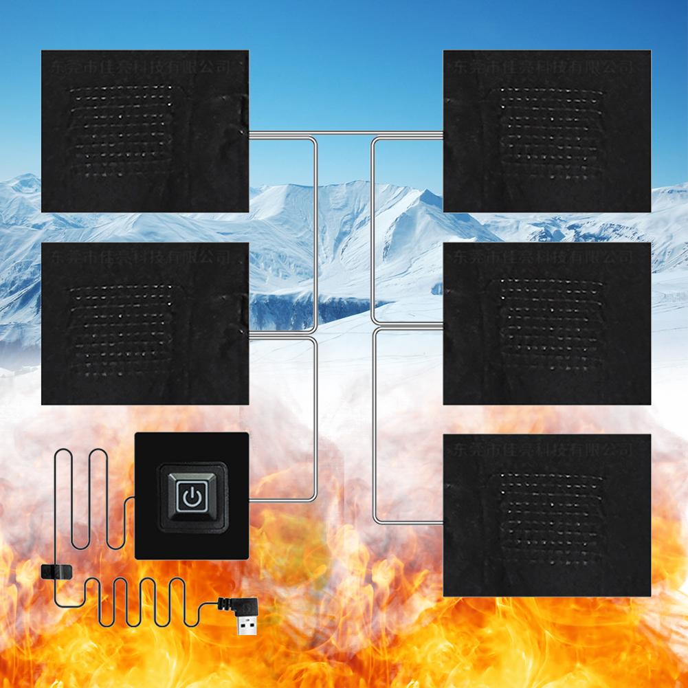 USB Clothing Heater Pads 3 Gear Adjustable Temperature Control Pads 5V Heating Warmer Pads DIY Heat Clothing for Camping Hiking