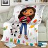 3D Kawaii Gabbys Dollhouse Cartoon Girl Gift Blanket,Soft Throw Blanket for Home Bedroom Bed Sofa Travel Picnic Cover Kids