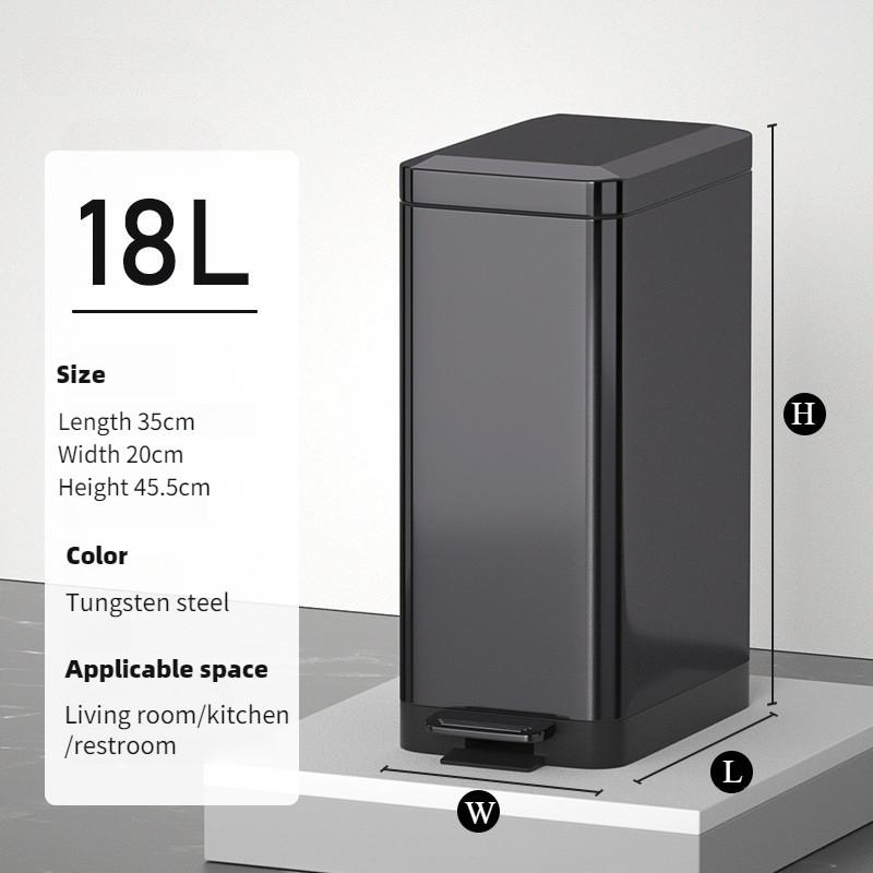 Household Stainless Steel Garbage Can Foot Operated Bathroom Waste Bin Kitchen Living Room Garbage Storage Bucket
