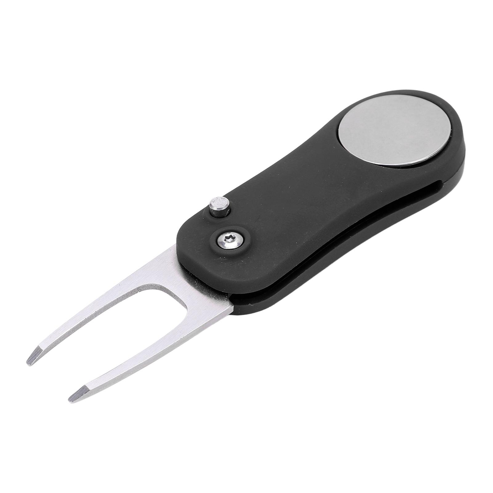

Foldable Golf Divot Repair Tool with Magnetic Ball Marker Golf Green Fork and Pop Up Button чорний