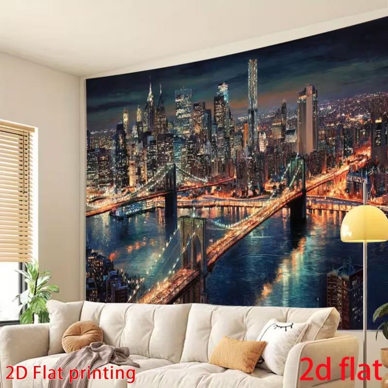 2D Brooklyn Bridge Cityscape Backdrop for Urban, Night and Big City Content Creation