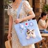Lightweight Pet Tote for Daily Commute Portable Cat Carrier Purse, Breathable Bag with Adjustable Head Ventilated Polyester Pets Hole, Canvas