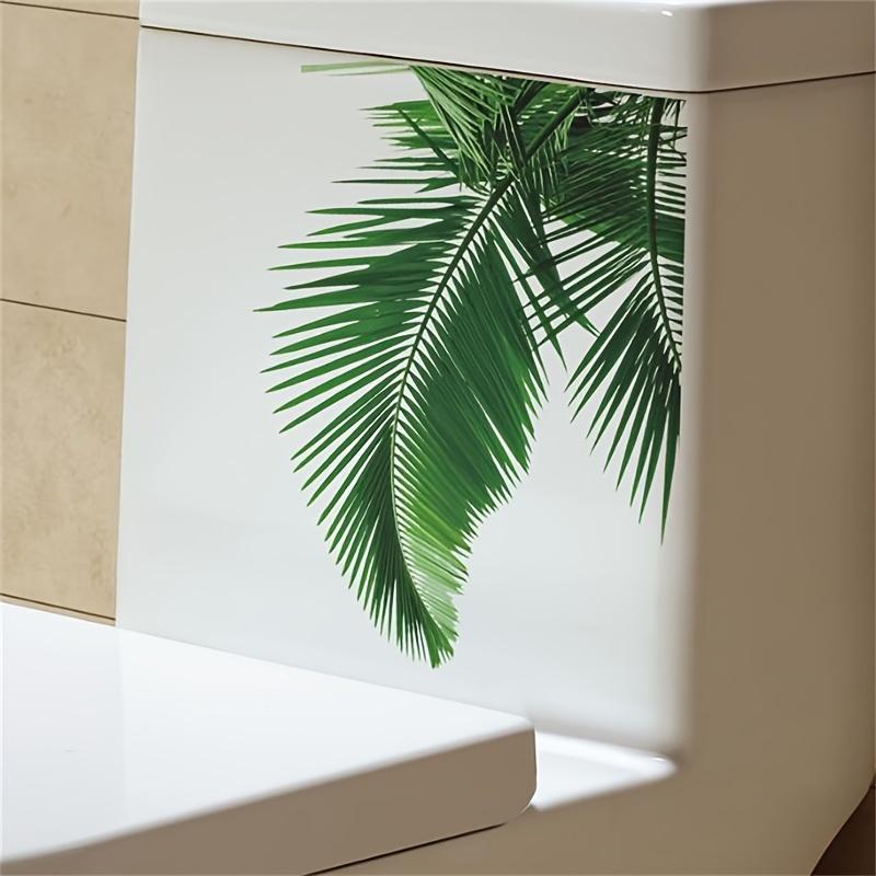 1pc Tropical Leaf Pattern Self-Adhesive Toilet Lid Decals, Easy Apply & Remove Bathroom Wall Stickers, Bathroom Accessories