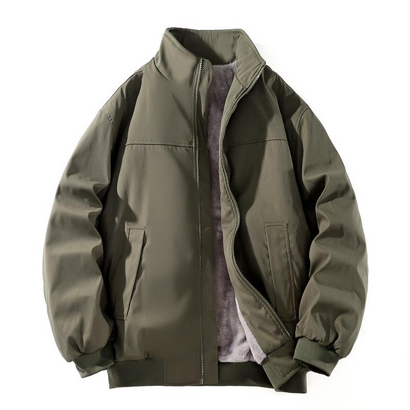 New Large-size Fleece Jacket Men's Cotton-padded Clothes Men's Cotton-padded Clothes Men's Warm Simple and Versatile Dad Clothes