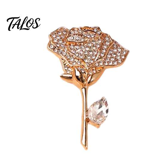Clothing Decoration Pin White Rhinestone Rose Brooch Pin, Sparkling Flower Lapel Dress Floral Badge Suit Hat Bag Accessories, Elegant Wedding Jewelry