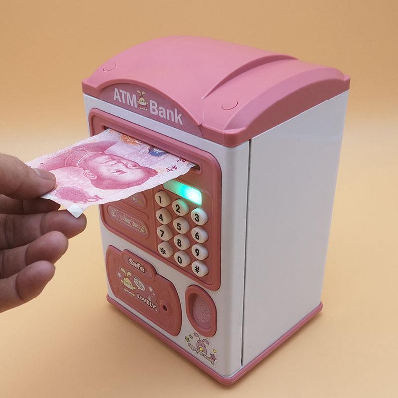Tirelire avec empreinte digitale Tirelire électronique ATM Coffre-fort pour pièces de monnaie Grande tirelire Serrure à mot de passe pour enfants