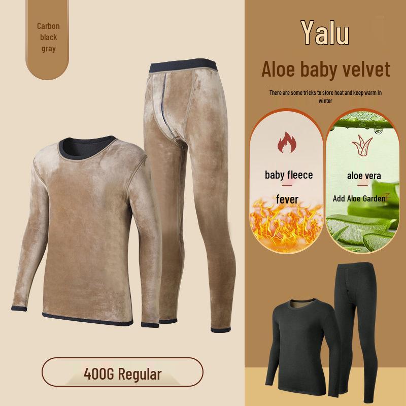 

Мужской комплект зимнего термобелья с толстым флисовым подкладом и шерстяными наколенниками, больших размеров 3XL