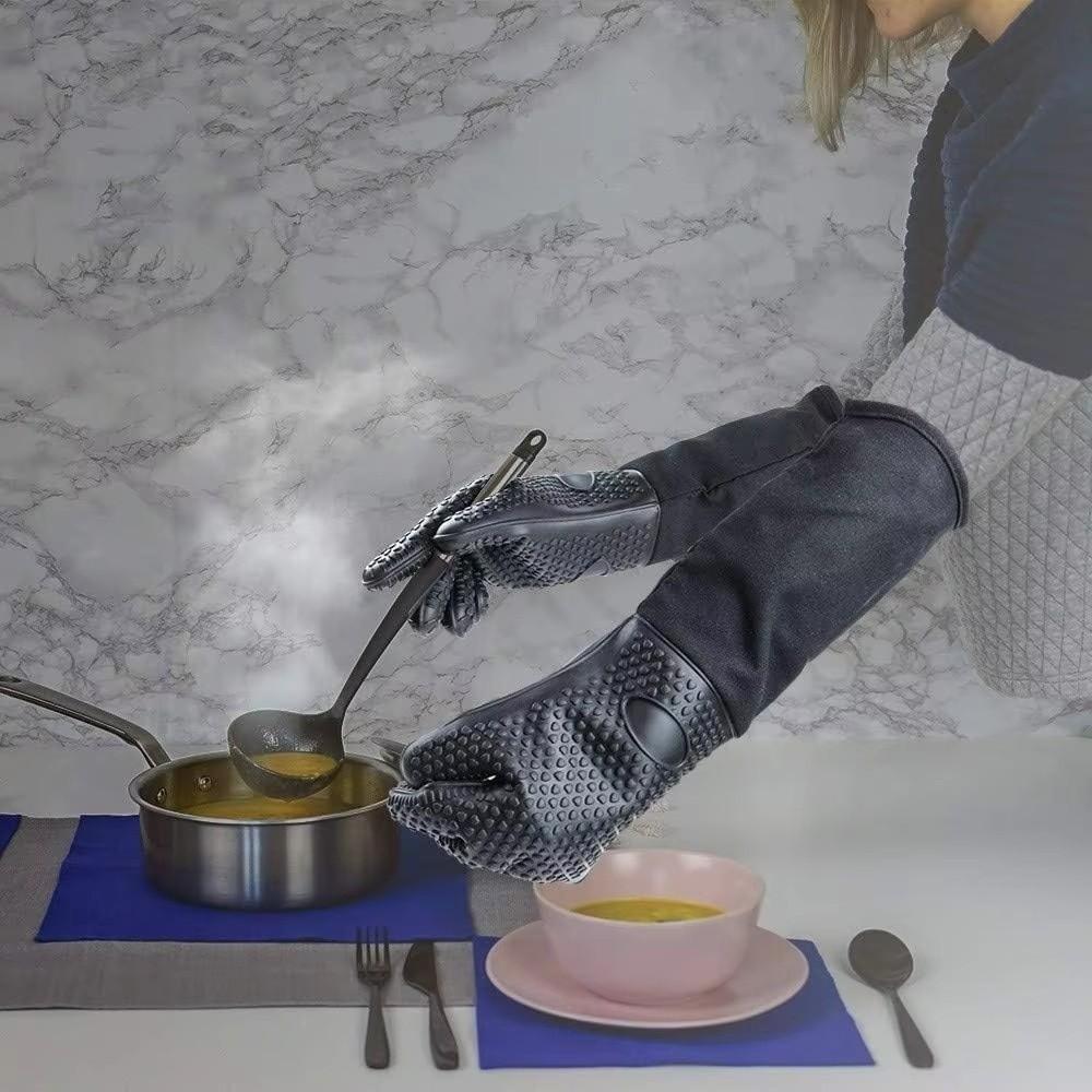 Extra Long Oven Mitts Heat Resistant Grill Gloves Professional Baking Gloves  Baking