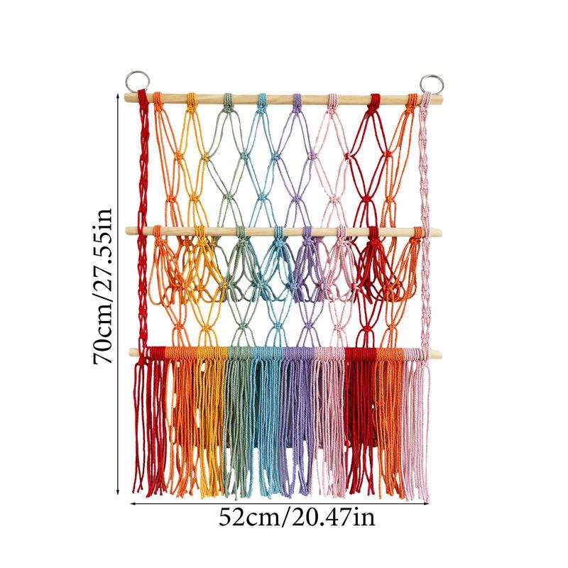 Stuffed Animal Net Boho Macrame 2-Layer Hammock Stuffed Animal Holder Plush Storage For Bedroom Nursery Kids Room Living Room