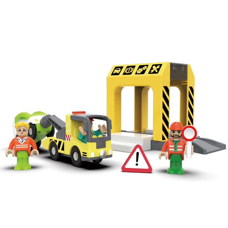 

Wooden Train Track Accessories Plastic Roadside Assistance Ambulance Scene Wooden Track Parts Compatible with All Brands Track