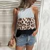 Women's Summer Spliced Sleeveless Halter Neck Leopard Pattern Tank Top  All Match Blouses