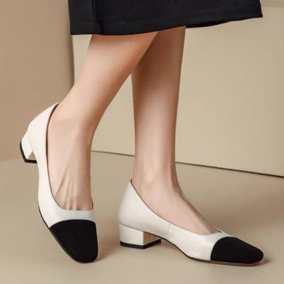 Fashion Shoes for Women 2025 Elegant Square Toe Women's High Heels Fashion Mixed Colors Mid Heels Dress Shoes Autumn Slip On Basic Pump