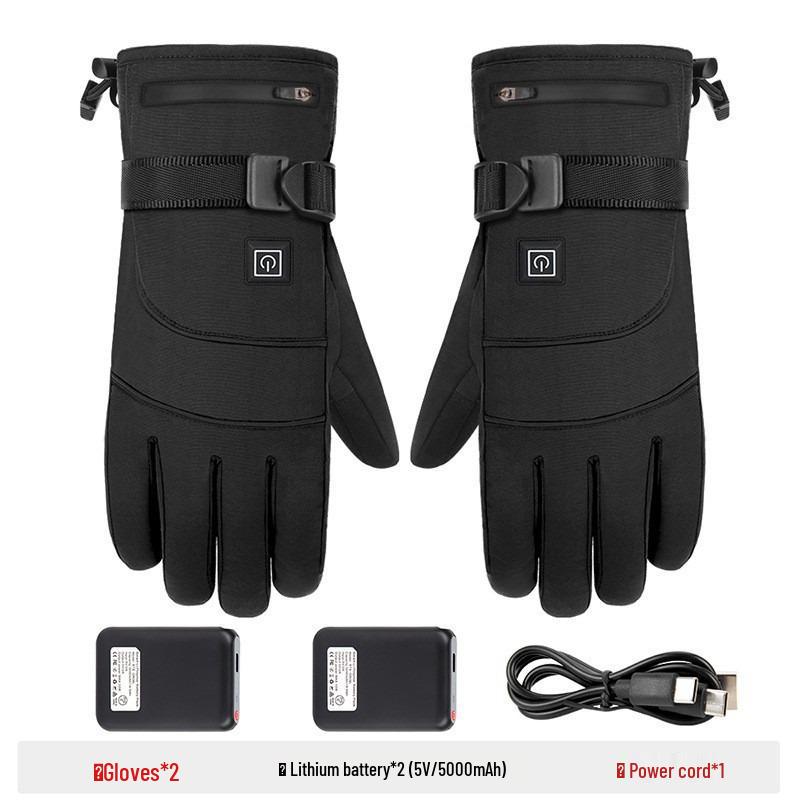 Electric Heated, Windproof, Waterproof Touchscreen Winter Gloves for Motorcycle Riding & Skiing