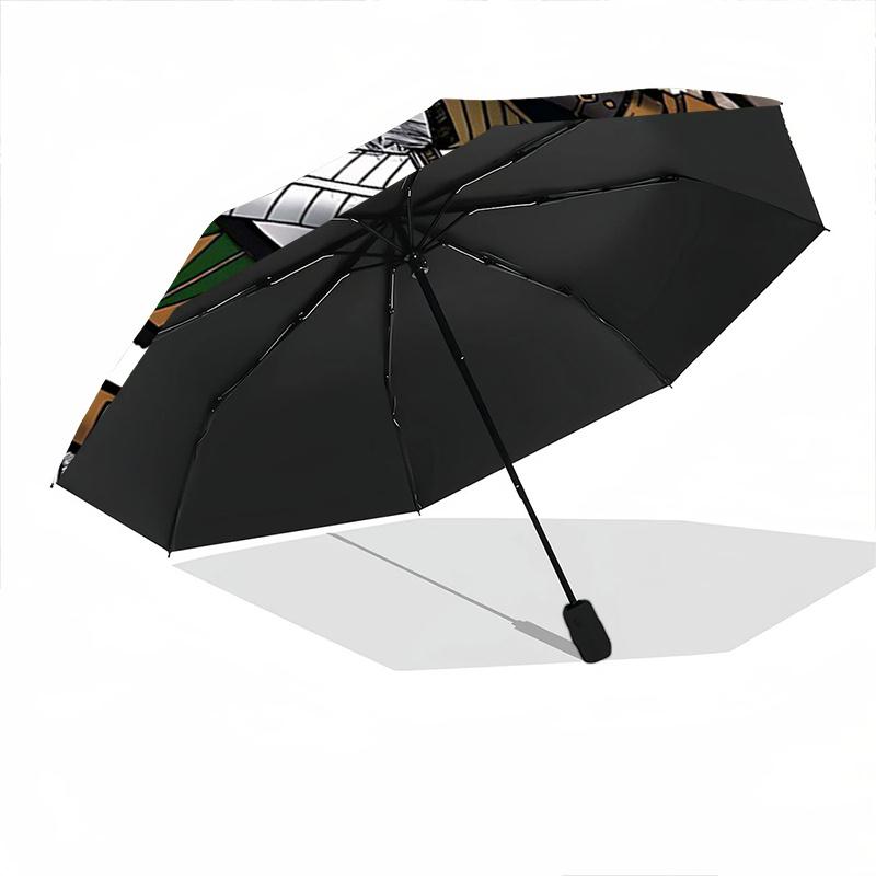 1pc Green Ranger's Mighty Alliance Pattern Beautiful Looking Fashion Automatic Folding Cartoon Umbrella, 3 Folding, 8 Iron Frame Design, Durable