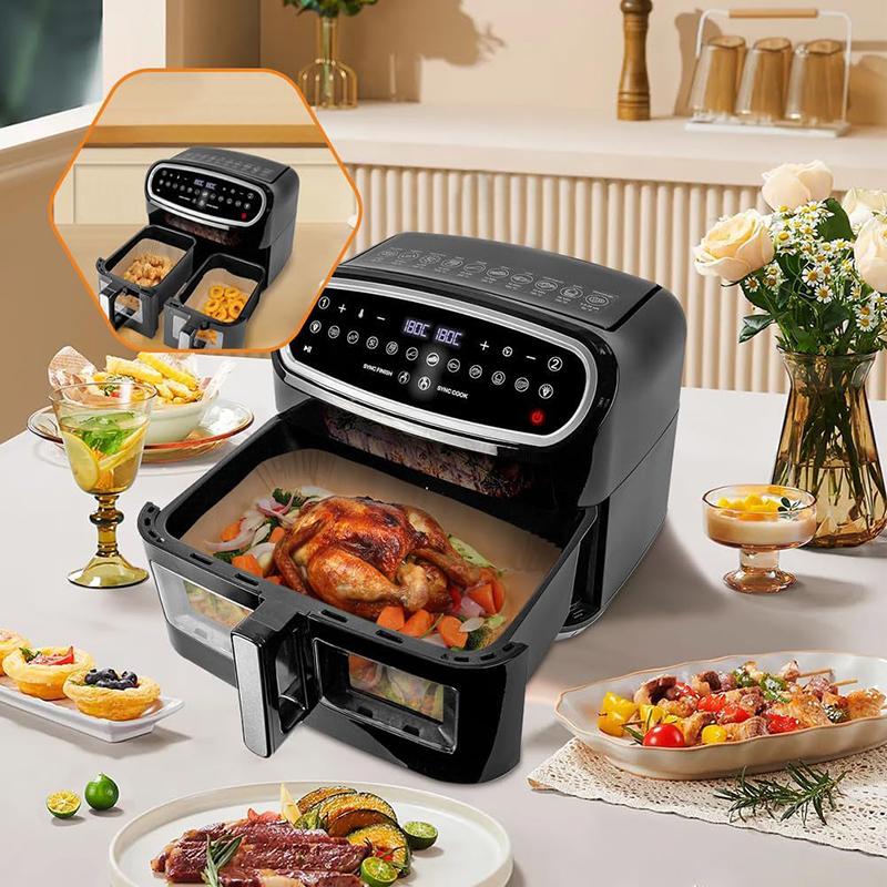 Fodera di Carta Usa e Getta Rettangolare per Friggitrice ad Aria 31 cm Antiaderente Carta Forno Speciale per Cestello di Cottura 2-10 QT