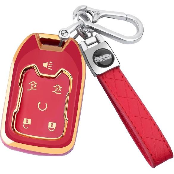 For GMC Key Fob Cover With Keychain, Key Case Shell TPU Full Protection Compatible With GMC Chevy Silverado Suburban Tahoe Acadia Terrain Yukon