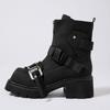 New Autumn Winter Black Warrior Chunky Heel Martin Boots Women Square Toe Trendy Boots